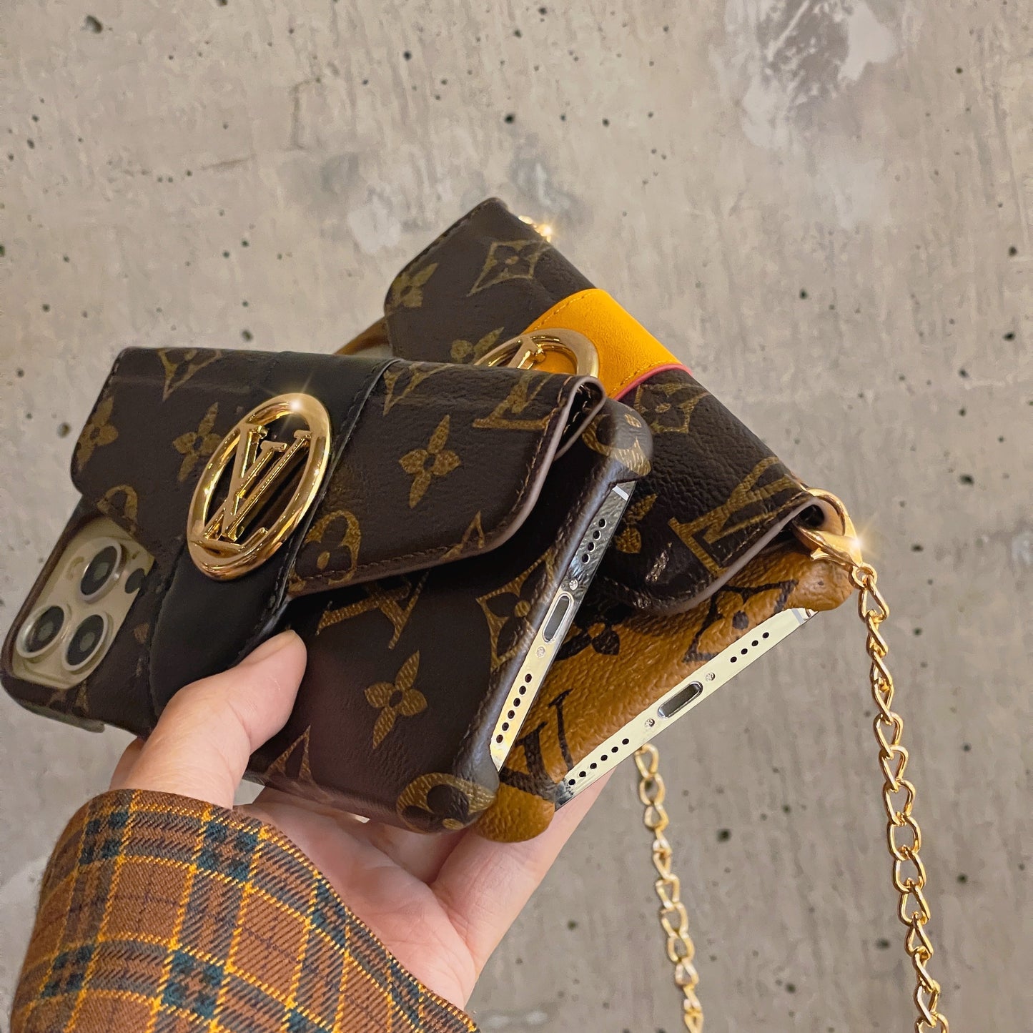 Lou Gold Crossbody Card Holder iPhone Case