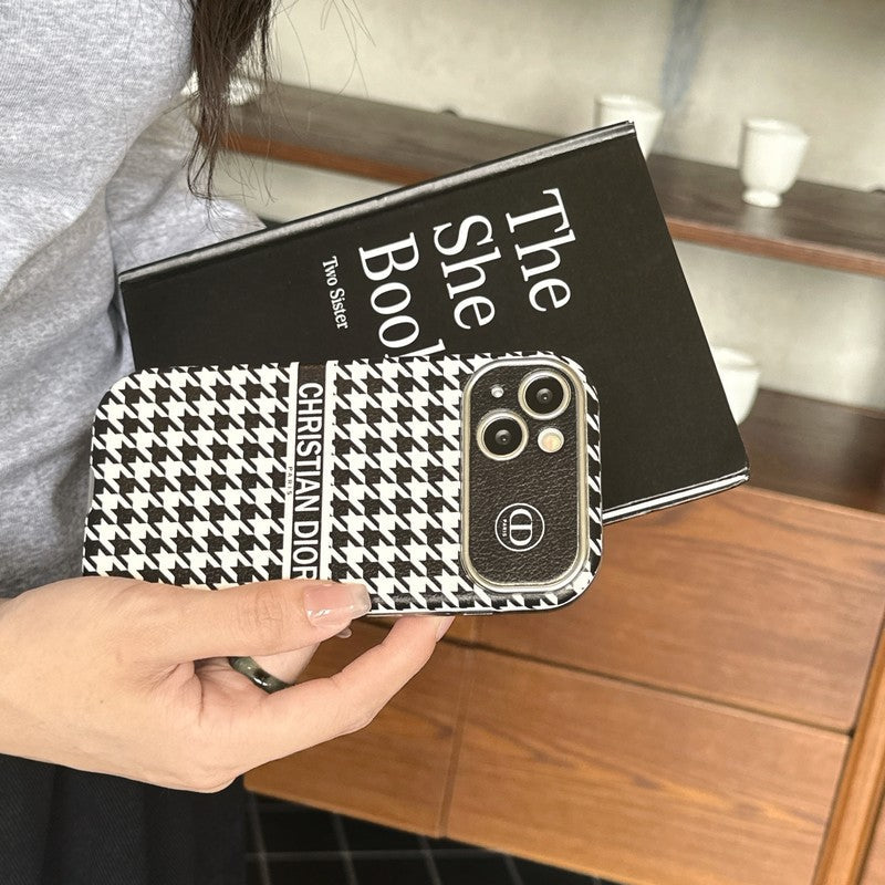 CD White & Brown Color Leather iPhone Case
