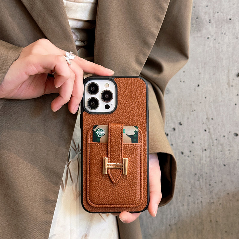 H držák karty Kožený iPhone Case