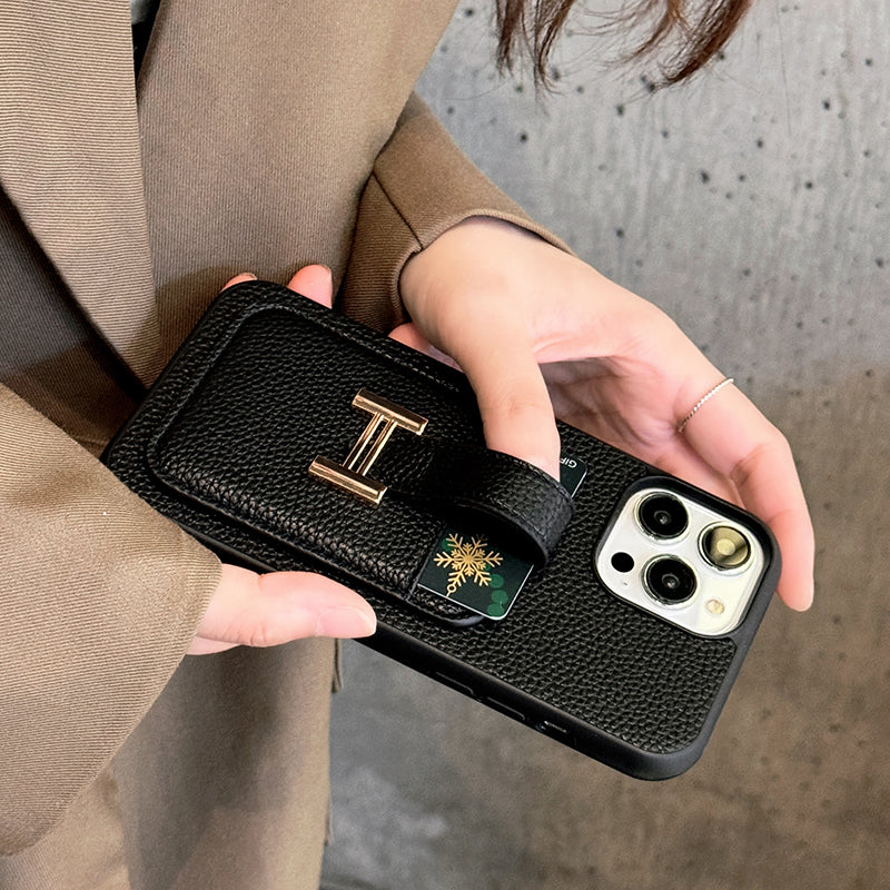 H držák karty Kožený iPhone Case