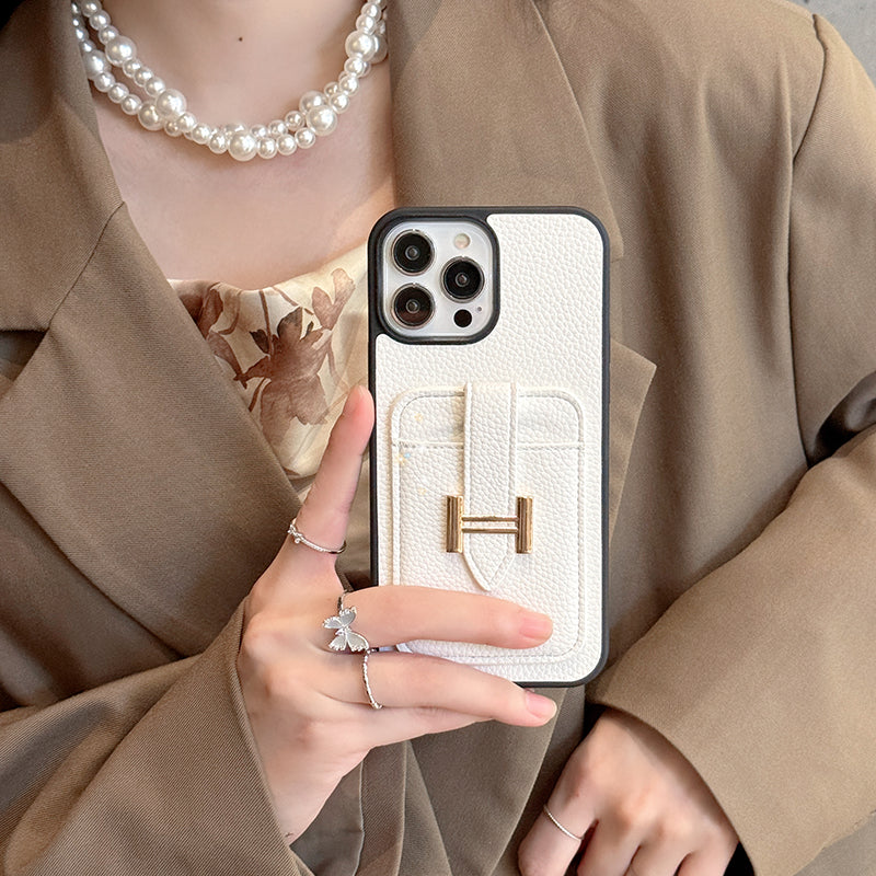 H držák karty Kožený iPhone Case
