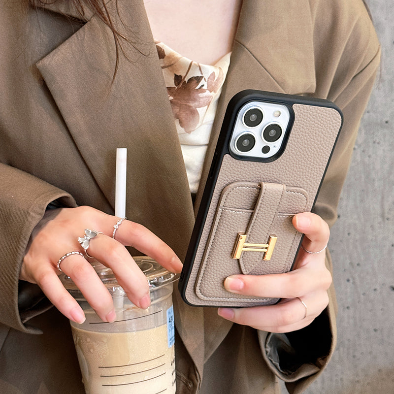 H držák karty Kožený iPhone Case