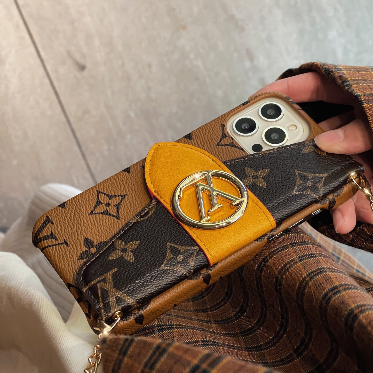 Lou Gold Crossbody Card Holder iPhone Case