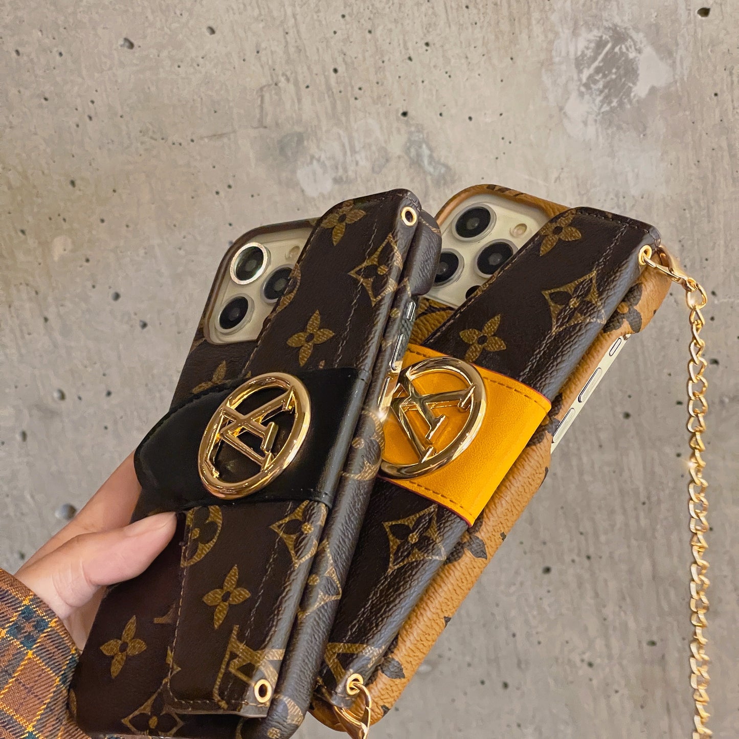 Lou Gold Crossbody Card Holder iPhone Case