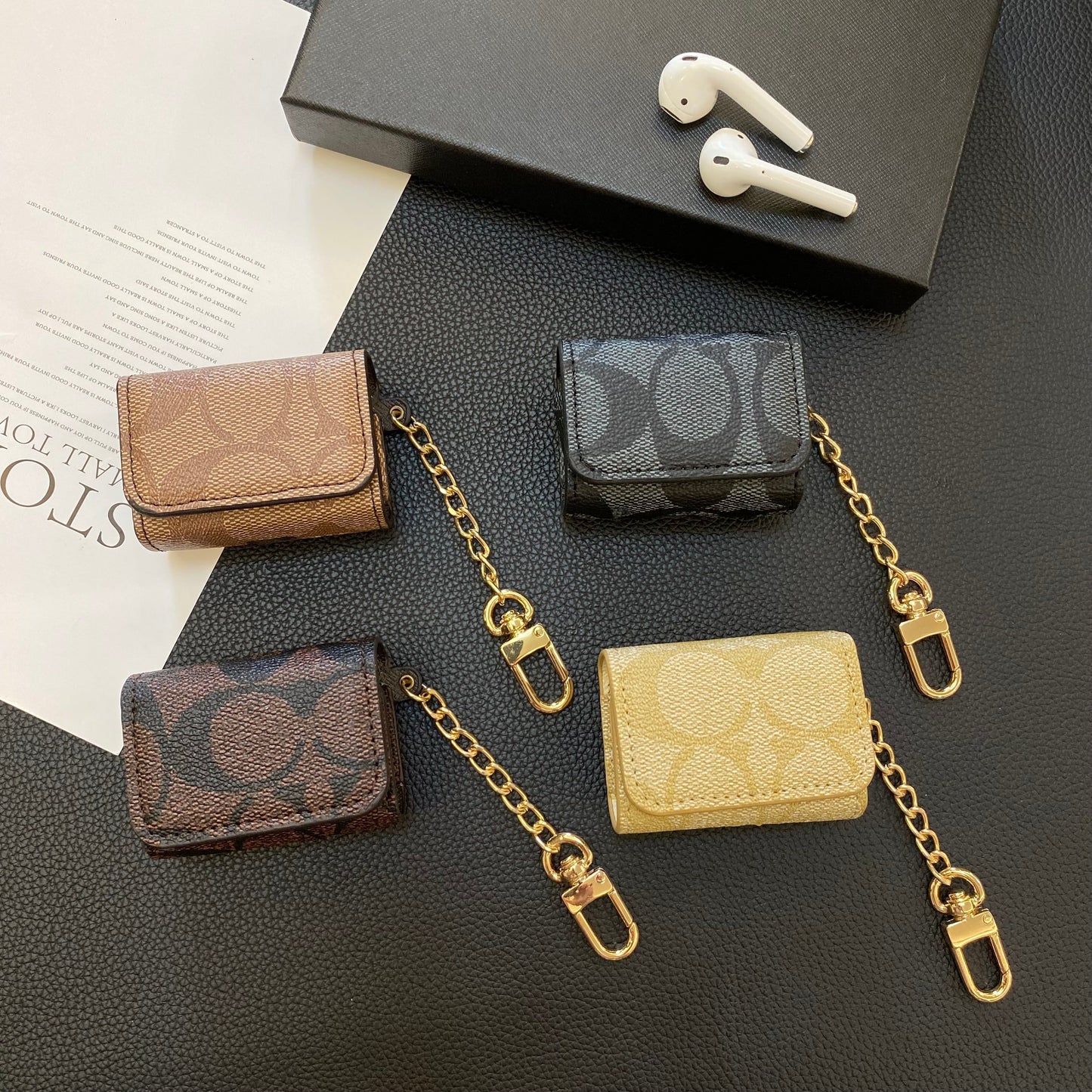 Luksuriøs coach airpods pro saker lyse brun-yh240425