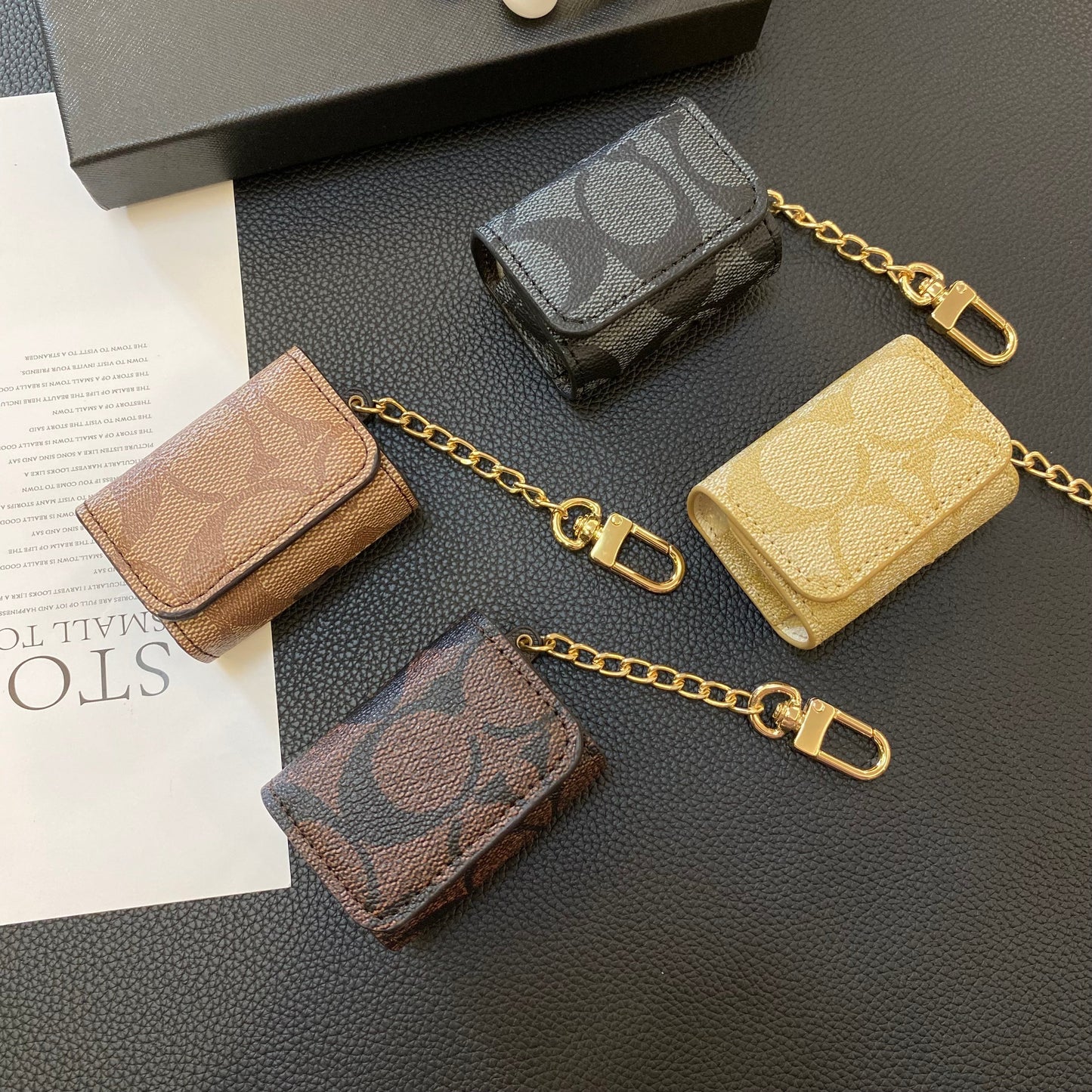 Luksuriøs coach airpods pro saker lyse brun-yh240425