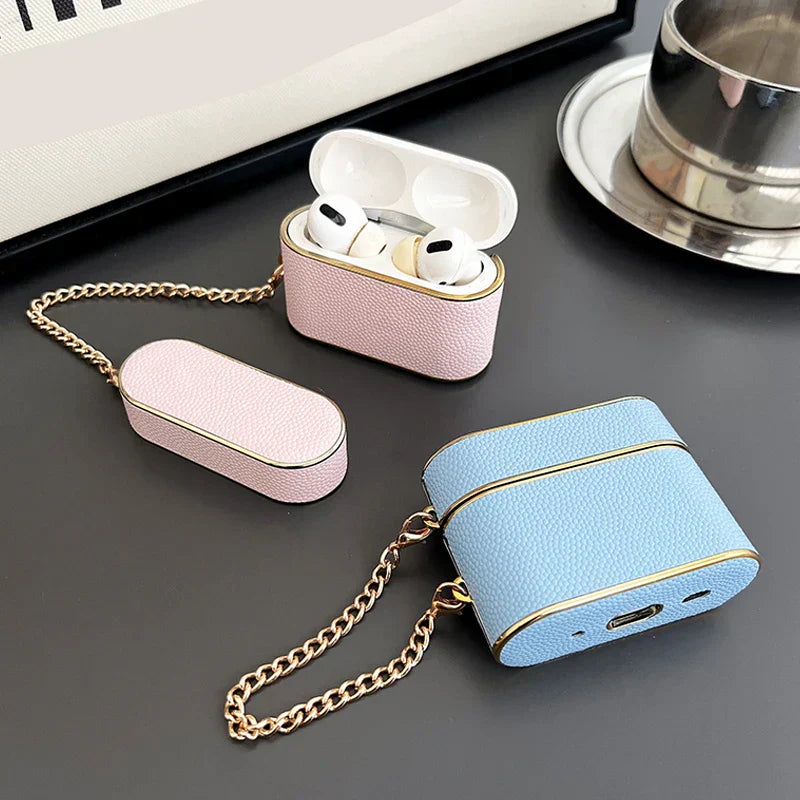 Läderhylsa söt hörlurarfodral för AirPods 1 2 3 med handledsband fodral Airpods Pro 2