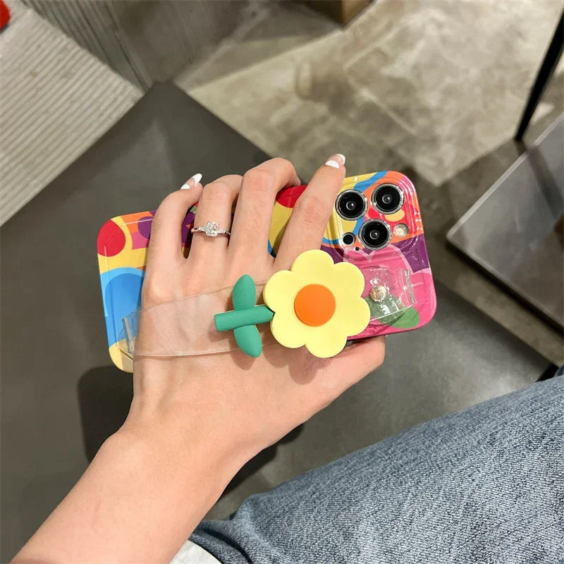 Květina s šňůrným krkem popruh silikonový iPhone pouzdro