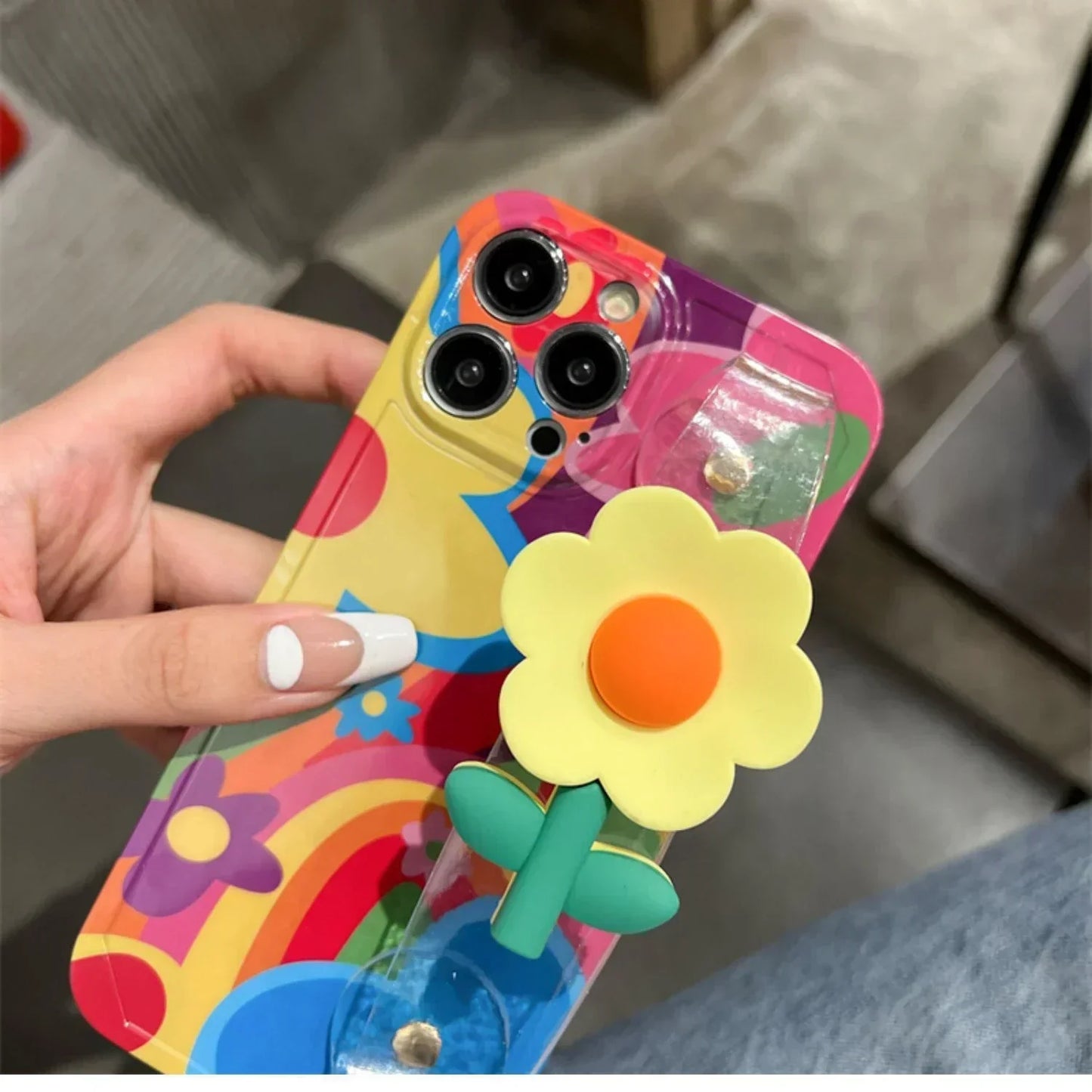 Květina s šňůrným krkem popruh silikonový iPhone pouzdro