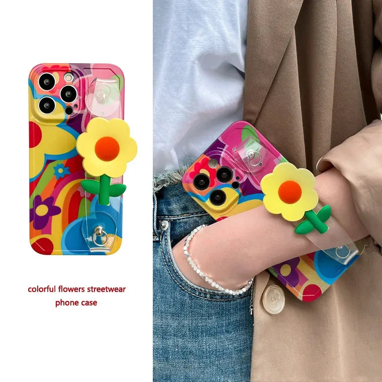 Květina s šňůrným krkem popruh silikonový iPhone pouzdro