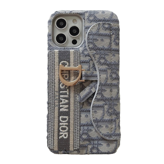 CD Black & Grey Fabric Card Bag Case iPhone